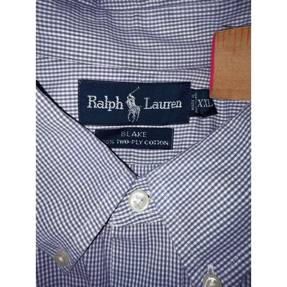 Polo Ralph Lauren Blake Periwinkle Plaid Button Down Mens XXL 2XL Long Sleeve